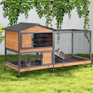 GUTINNEEN 2-Story Rabbit Hutch with Chew-Proof Full Metal