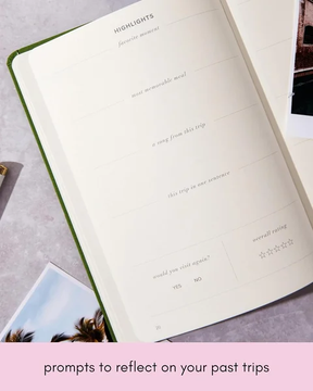 Kunitsa Co. Travel Journal - Guided Notebook for Travelers to Plan & Reflect on Vacations & Trips. Keepsake Travel Gift, Basil Green by Kunitsa Co