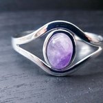 Amethyst Bangle, Adjustable Silver Plated Bracelet, February Birthstone, Prom, Cosplay, Gemstone Jewelry, Birthday Gift - Image 3