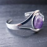 Amethyst Bangle, Adjustable Silver Plated Bracelet, February Birthstone, Prom, Cosplay, Gemstone Jewelry, Birthday Gift - Image 2