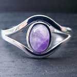 Amethyst Bangle, Adjustable Silver Plated Bracelet, February Birthstone, Prom, Cosplay, Gemstone Jewelry, Birthday Gift