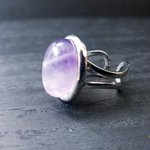Amethyst Gemstone Silver Plated Cuff Ring, Adjustable Boho Jewelry - Image 4