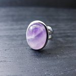 Amethyst Gemstone Silver Plated Cuff Ring, Adjustable Boho Jewelry - Image 5