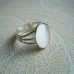 Bella's Ring, White Faux Opal Moonstone, Twilight Inspired Jewelry, Adjustable - Image 6