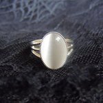 Bella's Ring, White Faux Opal Moonstone, Twilight Inspired Jewelry, Adjustable - Image 2