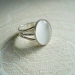 Bella's Ring, White Faux Opal Moonstone, Twilight Inspired Jewelry, Adjustable - Image 4