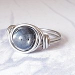 Black Moonstone Stacking Ring, Wire Wrapped, Hypoallergenic Stainless Steel, Handmade Jewellery - Image 4