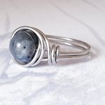 Black Moonstone Stacking Ring, Wire Wrapped, Hypoallergenic Stainless Steel, Handmade Jewellery - Image 6