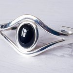 Black Onyx Adjustable Cuff Bangle Bracelet - Statement Cuff, Gemstone Jewelry Gift - Image 5