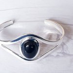 Black Onyx Adjustable Cuff Bangle Bracelet - Statement Cuff, Gemstone Jewelry Gift - Image 2