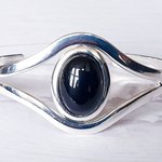 Black Onyx Adjustable Cuff Bangle Bracelet - Statement Cuff, Gemstone Jewelry Gift