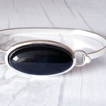 Black Onyx Bangle Bracelet, Statement Cuff, Womens Gifts, Chakra Jewellery - Image 5