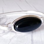 Black Onyx Bangle Bracelet, Statement Cuff, Womens Gifts, Chakra Jewellery - Image 3