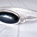 Black Onyx Bangle Bracelet, Statement Cuff, Womens Gifts, Chakra Jewellery - Image 2