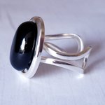 Black Onyx Ring, Adjustable, Gift For Her, Birthday Gift, Friendship Gift, Protection Stone, Mother's Day Gifts, Gothic Ring, Rhodium Plated - Image 3