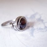 Garnet Stacking Ring, Wire Wrapped, Hypoallergenic Stainless Steel,  Boho Spiral Design,  Handmade Jewellery - Image 6