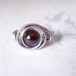 Garnet Stacking Ring, Wire Wrapped, Hypoallergenic Stainless Steel,  Boho Spiral Design,  Handmade Jewellery - Image 5