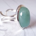 Green Aventurine Adjustable Ring, Healing Gemstone, Heart Chakra, Boho Jewelry - Image 4