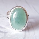 Green Aventurine Adjustable Ring, Healing Gemstone, Heart Chakra, Boho Jewelry - Image 2