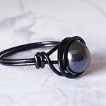 Hematite Black Wire Wrapped Ring,  Gothic Gemstone Jewelry, Handmade Boho Statement Rings - Image 3