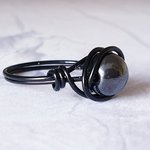 Hematite Black Wire Wrapped Ring,  Gothic Gemstone Jewelry, Handmade Boho Statement Rings - Image 6