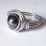 Hematite Stacking Ring, Wire Wrapped Ring, Hypoallergenic Stainless Steel, Handmade Jewellery - Image 3