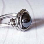 Hematite Stacking Ring, Wire Wrapped Ring, Hypoallergenic Stainless Steel, Handmade Jewellery - Image 6