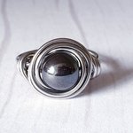 Hematite Stacking Ring, Wire Wrapped Ring, Hypoallergenic Stainless Steel, Handmade Jewellery - Image 7