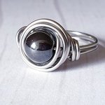 Hematite Stacking Ring, Wire Wrapped Ring, Hypoallergenic Stainless Steel, Handmade Jewellery - Image 5