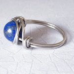 Lapis Lazuli Stacking Ring, Wire Wrapped, Hypoallergenic Stainless Steel,  Spiral Boho Design,  Handmade Jewellery - Image 3