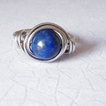 Lapis Lazuli Stacking Ring, Wire Wrapped, Hypoallergenic Stainless Steel,  Spiral Boho Design,  Handmade Jewellery - Image 6