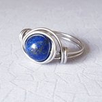 Lapis Lazuli Stacking Ring, Wire Wrapped, Hypoallergenic Stainless Steel,  Spiral Boho Design,  Handmade Jewellery - Image 5