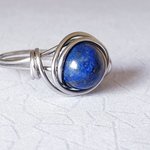 Lapis Lazuli Stacking Ring, Wire Wrapped, Hypoallergenic Stainless Steel,  Spiral Boho Design,  Handmade Jewellery - Image 2