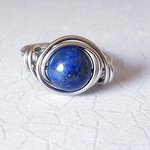 Lapis Lazuli Stacking Ring, Wire Wrapped, Hypoallergenic Stainless Steel,  Spiral Boho Design,  Handmade Jewellery - Image 4