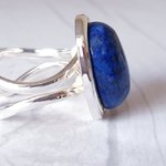Lapis Lazuli Statement Ring, Adjustable Silver Plated Cuff, Boho Gemstone Jewellery - Image 4