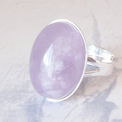 Pale Amethyst Ring, Sterling Silver, Adjustable Statement Jewelry, February Birthstone Lilac Gemstone
