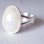 Rainbow Moonstone Ring, Sterling Silver, Adjustable, June Birthstone, Boho Jewelry, Gift for Her - Image 8