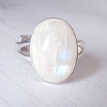 Rainbow Moonstone Ring, Sterling Silver, Adjustable, June Birthstone, Boho Jewelry, Gift for Her - Image 7