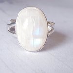 Rainbow Moonstone Ring, Sterling Silver, Adjustable, June Birthstone, Boho Jewelry, Gift for Her - Image 5