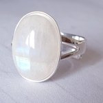Rainbow Moonstone Ring, Sterling Silver, Adjustable, June Birthstone, Boho Jewelry, Gift for Her - Image 4