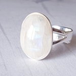 Rainbow Moonstone Ring, Sterling Silver, Adjustable, June Birthstone, Boho Jewelry, Gift for Her - Image 2