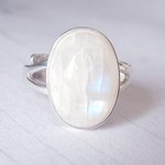 Rainbow Moonstone Ring, Sterling Silver, Adjustable, June Birthstone, Boho Jewelry, Gift for Her - Image 10