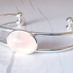 Rose Quartz Adjustable Cuff Bangle – Healing Crystal Bracelet for Her - Image 2