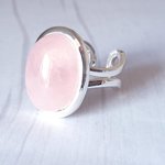 Rose Quartz Adjustable Silver Ring, Love Gemstone, Heart Chakra Crystal, Boho Jewelry
