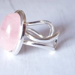 Rose Quartz Adjustable Silver Ring, Love Gemstone, Heart Chakra Crystal, Boho Jewelry - Image 3
