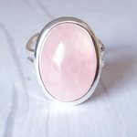 Rose Quartz Adjustable Silver Ring, Love Gemstone, Heart Chakra Crystal, Boho Jewelry - Image 2