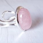 Rose Quartz Adjustable Silver Ring, Love Gemstone, Heart Chakra Crystal, Boho Jewelry - Image 4