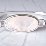 Rose Quartz Bangle, Silver Plated Bracelet, Chakra Gemstone Jewelry