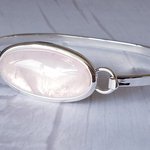 Rose Quartz Bangle, Silver Plated Bracelet, Chakra Gemstone Jewelry - Image 2