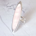 Rose Quartz Cuff Ring: Adjustable Boho Statement Jewelry